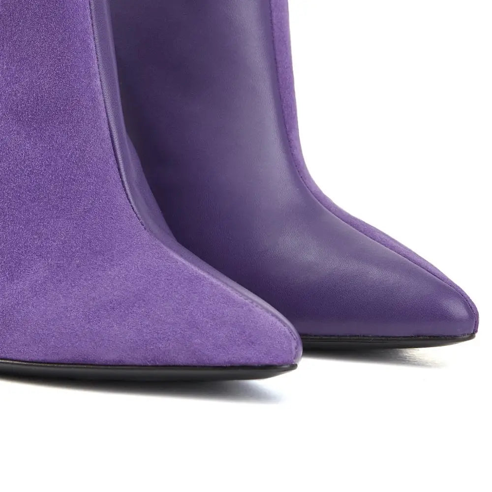 Paulina - Grape Purple Suede Leather Short Boots ROSAMUND