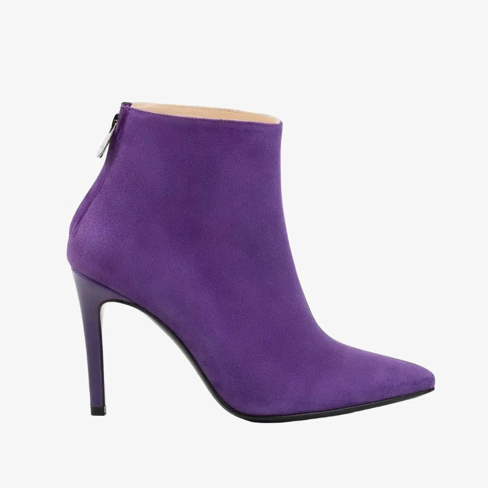 Paulina - Grape Purple Suede Leather Short Boots ROSAMUND