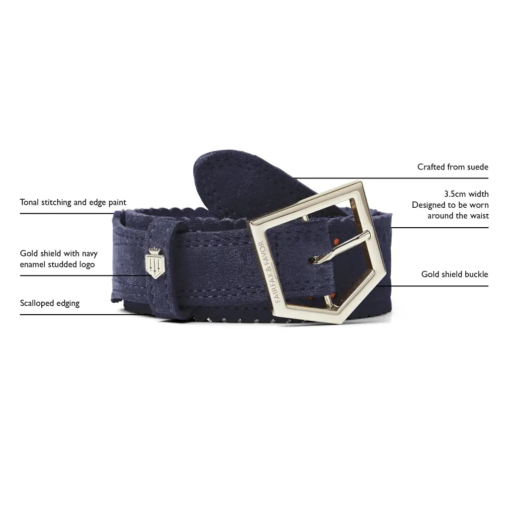 Regina Belt - Navy Suede Belts FAIRFAX & FAVOR