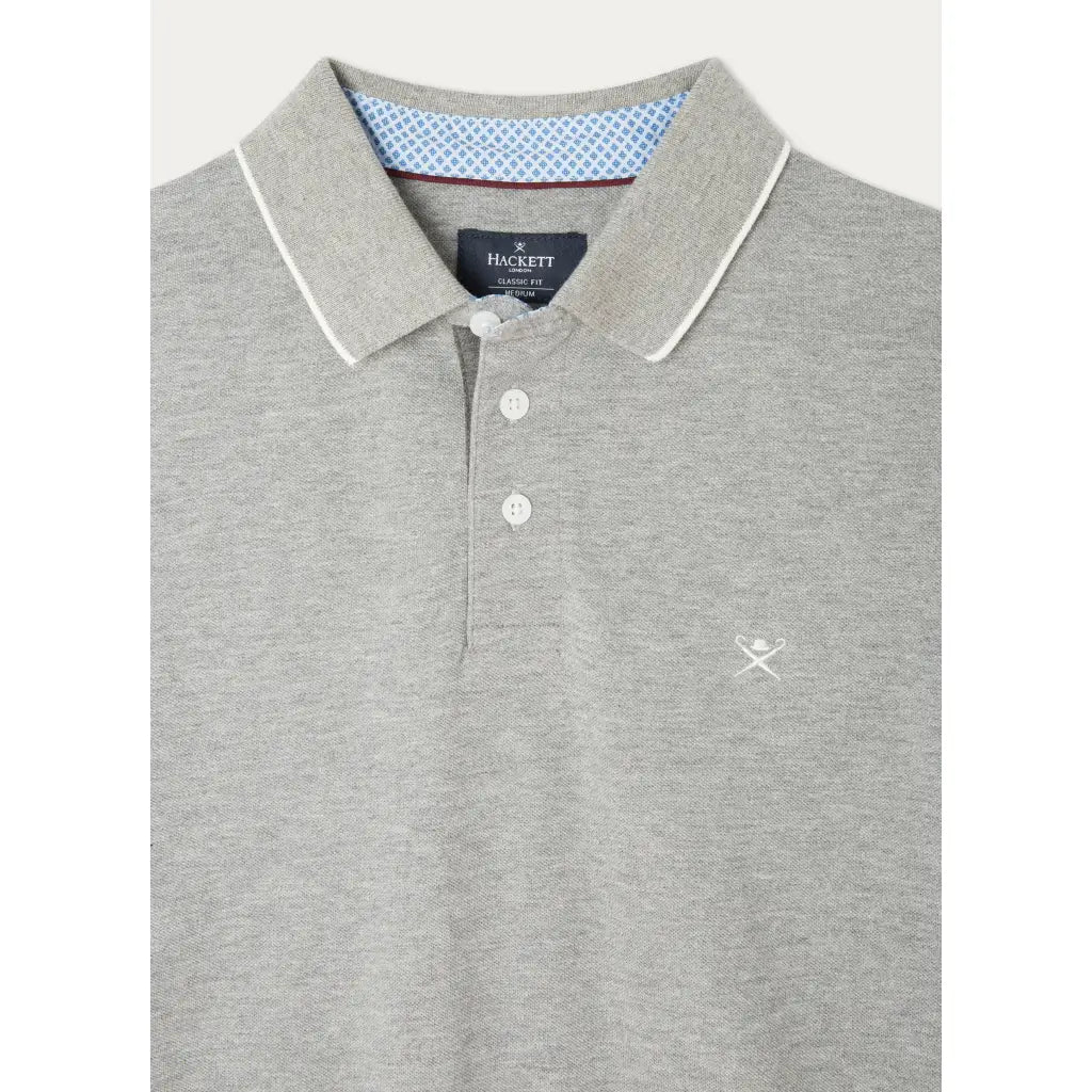 Short Sleeve Cotton Polo Shirt - Light Grey Marl Short