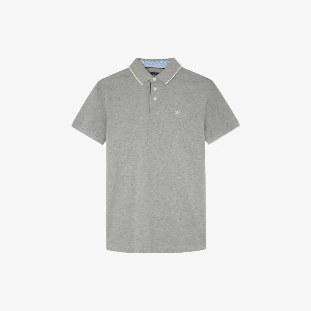 Short Sleeve Cotton Polo Shirt - Light Grey Marl Short