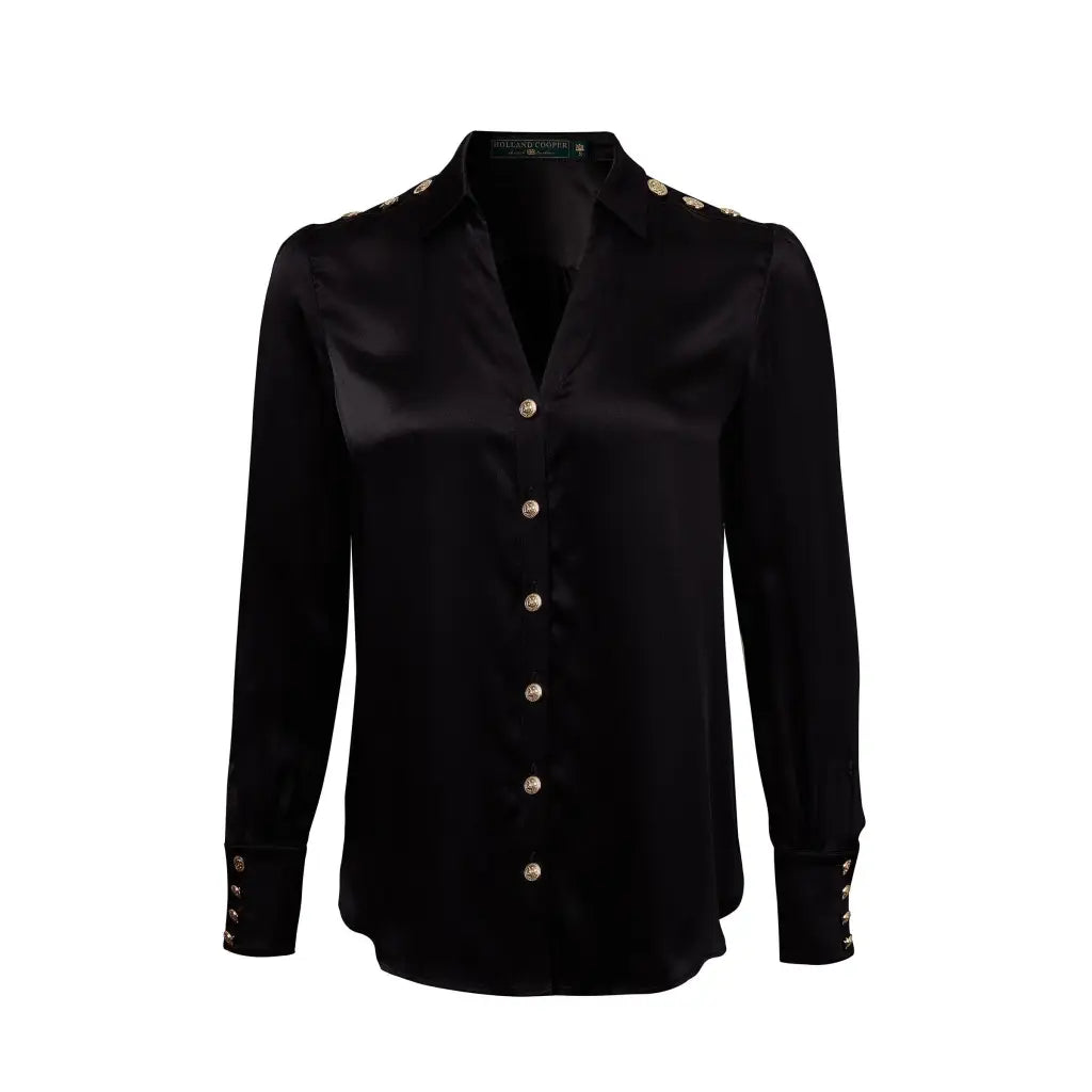 Silk V-Neck Blouse - Black Silk Shirts HOLLAND COOPER