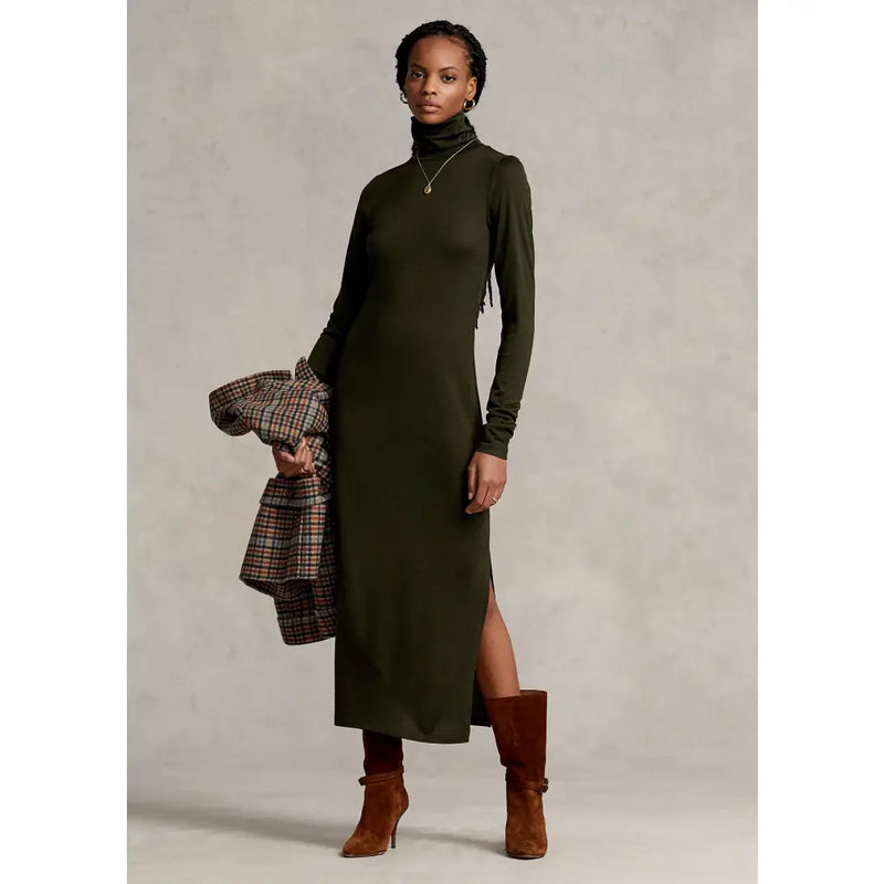 Tie-Belt Wool Day Dress - Estate Olive Dresses RALPH LAUREN