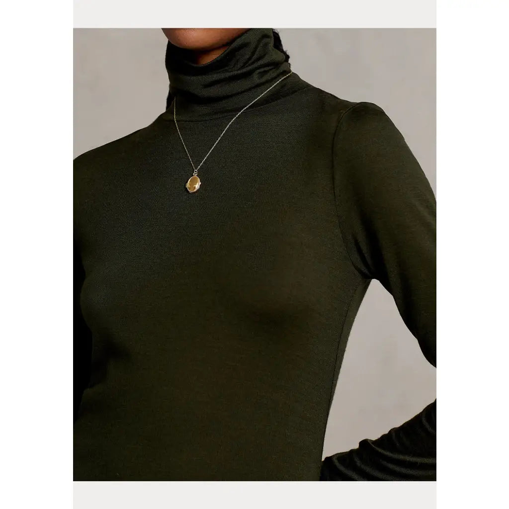 Tie-Belt Wool Day Dress - Estate Olive Dresses RALPH LAUREN