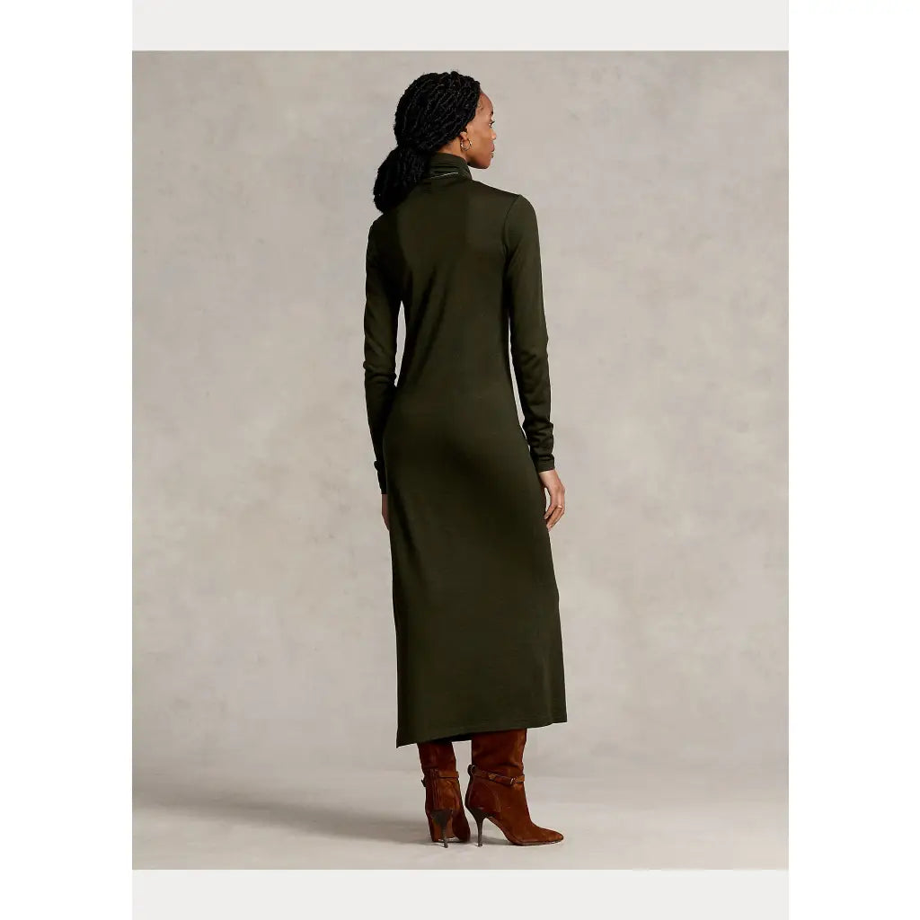 Tie-Belt Wool Day Dress - Estate Olive Dresses RALPH LAUREN