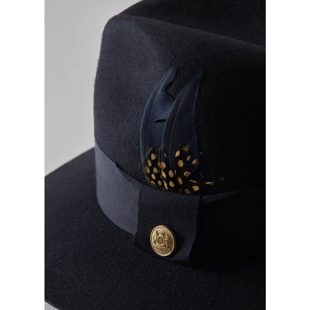 Trilby Hat with Spot Feather - Navy Hats HOLLAND COOPER